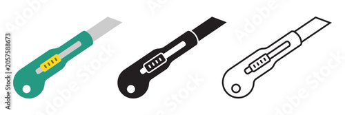 Foto Stationery knife icon set collection in flat style