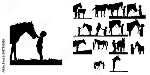 Photography Boy Petting a Horse Silhouette