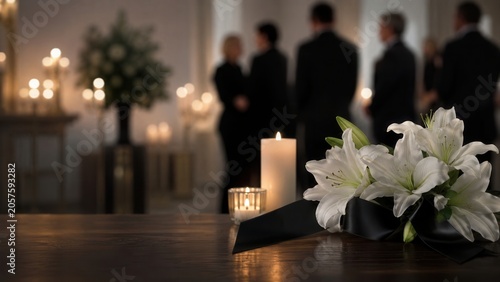 Mournful Candlelit Vigil at Graveside mourning candlelight flowers grief remembrance serene solemn reflection