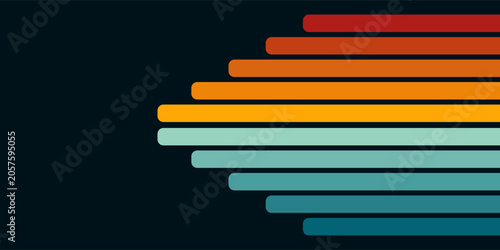 Retrofuturism poster design in trendy retro line style. Modern art poster retro vintage style 70s stripes background template lines shapes vector design