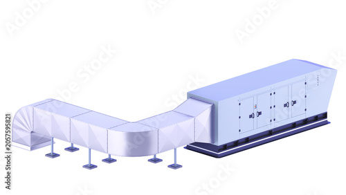 AHU - Air Handling. 3D rendering isolated on white background. Ideal for professionals, educational, engineering, industrial design