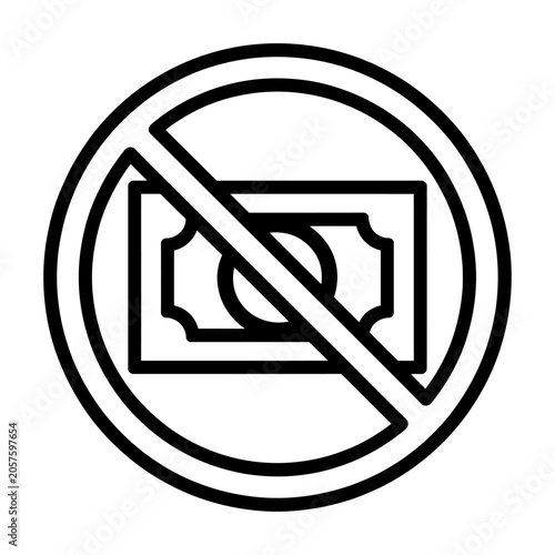 No money allowed vector icon for restricted area or financial prohibition sign design