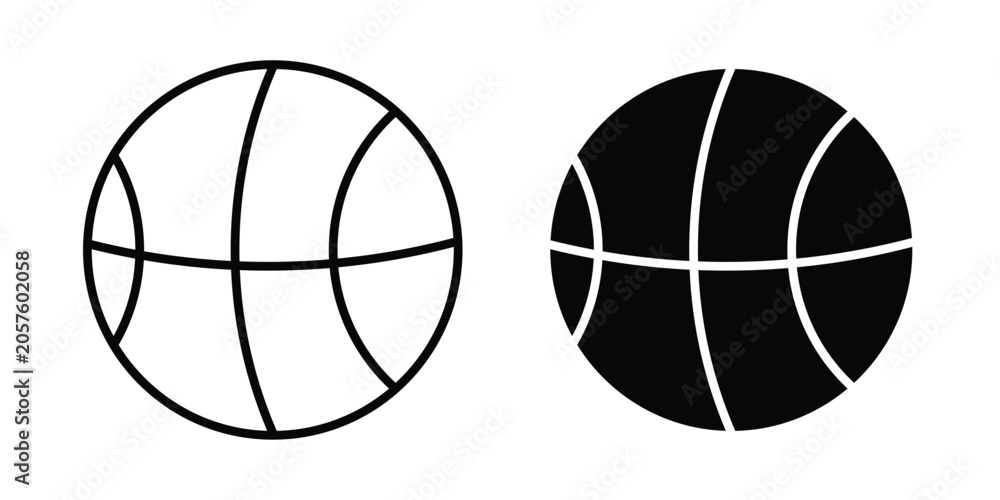 Fototapeta premium Basketball icon Silhouette and outline vectors