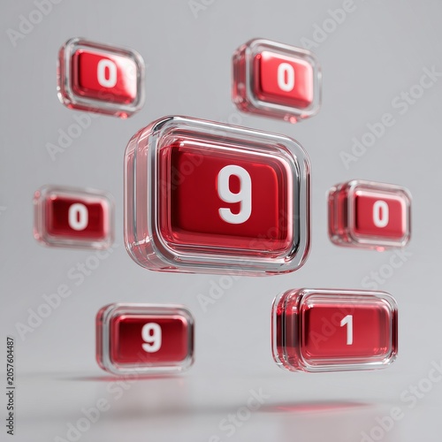 Glossy Red Binary Buttons Digital Technology Background Render