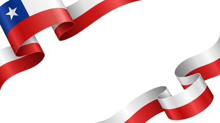 Wavy Chilean flag ribbons corner frame design element