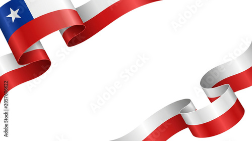 Foto Wavy Chilean flag ribbons corner frame design element