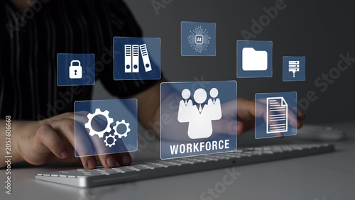 Business workforce working on strategy and planning in a corporate setting. Team cooperation, management and innovation supporting productivity and sustainable growth.	
