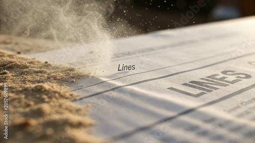 Dust Particles on Surface with Printed Lines and Soft Lighting Effects