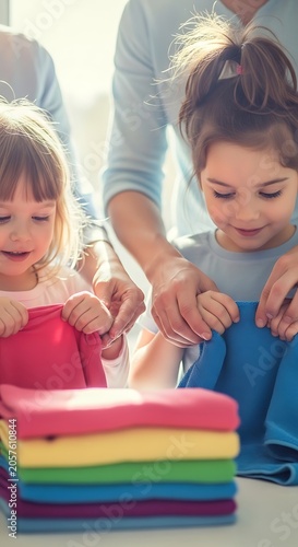 Two children playing with colorful playdough at home.