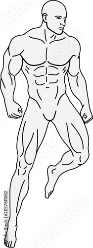 Line Art of Muscular Man Posing