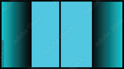 Minimalist Cyan Column Layout with Teal Gradient Outer Blocks. Contemporary Blue-Green Geometric Banner with Bold Borders