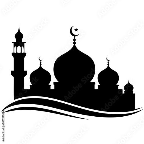 Foto Islamic Architecture Logo Design Featuring Onion Domes Flowing Base and Elegant