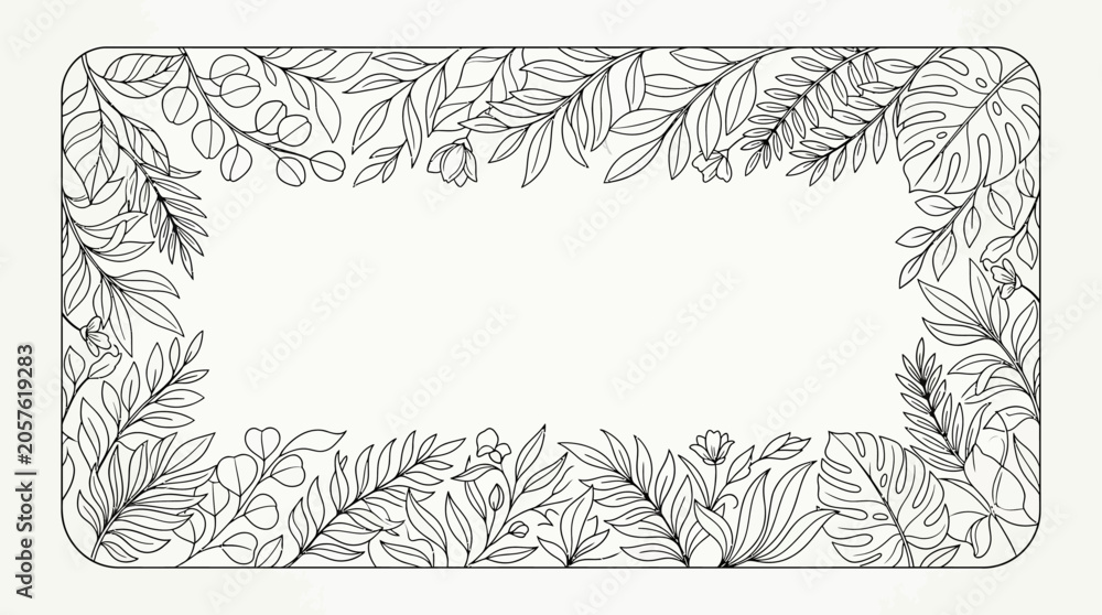 Obraz premium Leaves frame creates a beautiful botanical border design with organic foliage patterns that offer generous blank copy space.