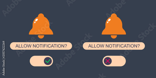 фотографія Notification bell icon with allow and deny choice for user interface settings