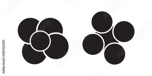 Abstract Overlapping Circle Cluster Icons — Minimal Geometric Logo and Flower-Like Symbol Set