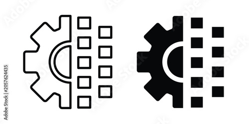 Digital transformation icon design pack in black colour. icon drawings