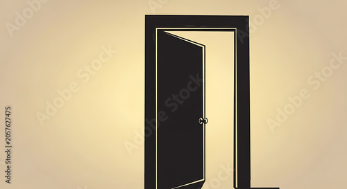 A slightly ajar door reveals a dark room with a warm glow emanating from an interior space through doorway.
