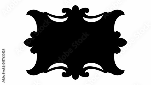 Foto Ornate black medallion shape silhouette with floral curves