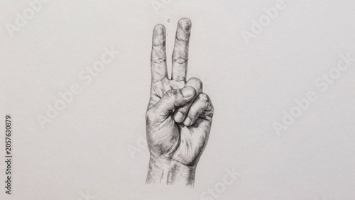 Black white drawing hand shown raised fingers pointing there small background plain black white drawing hand s