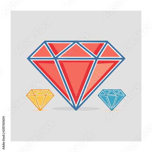 Red and blue diamond geometric vector shape