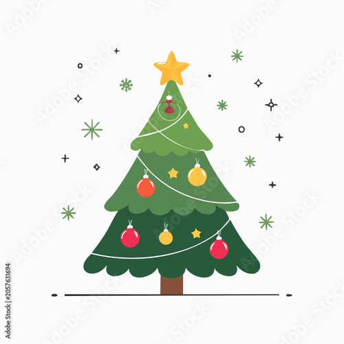 Stylized Christmas Tree with Ornaments and Star