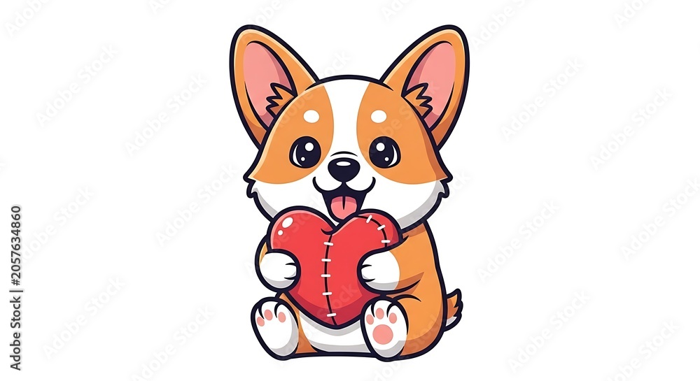 Fototapeta premium Cute cartoon dog wearing red bow tie and glasses.