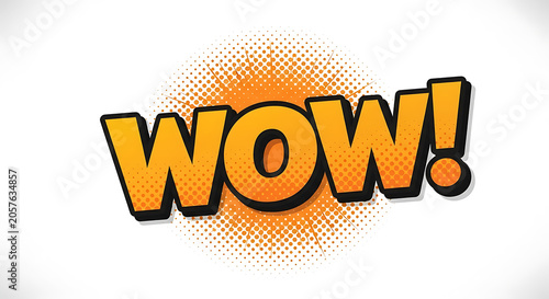Vibrant comic book-style WOW exclamation mark under a bright summer sky