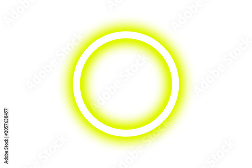 Bright Yellow Glowing Neon Circular Ring Frame Backdrop Isolated on Transparent Background