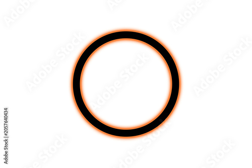 Vibrant Orange Neon Glowing Dual Circular Ring Frame Isolated on Transparent Background
