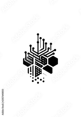 Abstract black and white geometric design