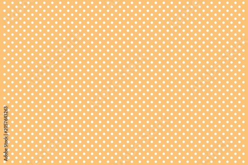 Small White Polka Dots on Trendy Yellow Orange Background. Seamless Orange Pattern with White Dots Illustration. Classic Polka Dot Seamless Pattern for Textile and Wallpaper