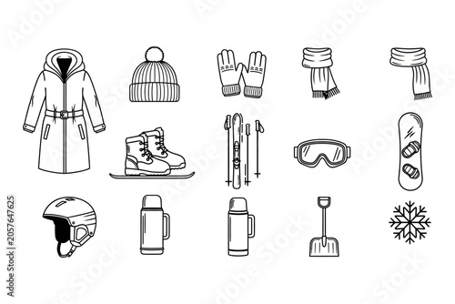 Foto Winter sports equipment silhouette collection a detailed illustration of skiing