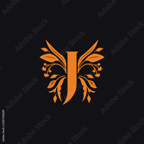 Letter J Flower Butterfly