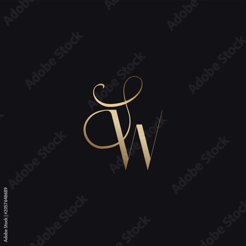 Monogram Letter S and W Elegant Logo