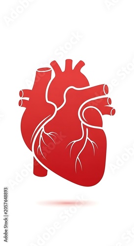 Red heart shaped symbol with flowing ribbon design.