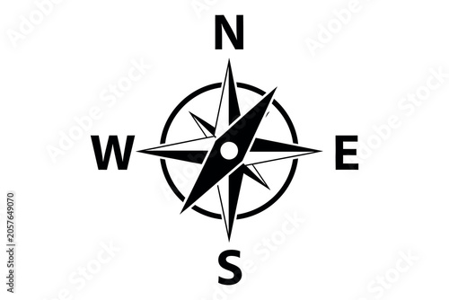 Slika na platnu Classic compass rose silhouette navigational tool indicating cardinal directions