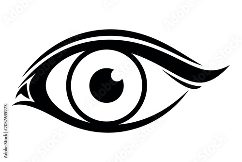 Schilderij op canvas Stylized black and white eye silhouette a graphic representation of vision and p