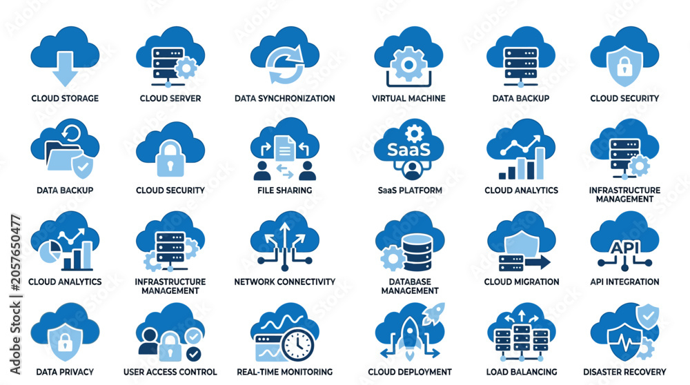 Obraz premium Cloud computing technology icons set.