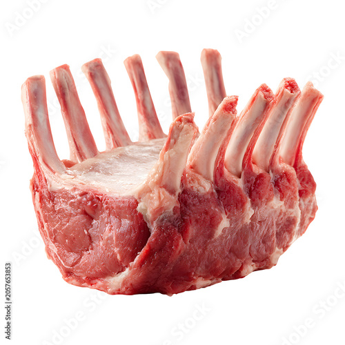 Raw lamb crown roast isolated on a white background