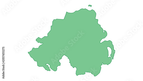 Schilderij op canvas Northern Ireland outline green