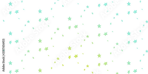 A seamless white background with a lovely pattern of pale green,  yellow-green, and yellow stars in various sizes.	