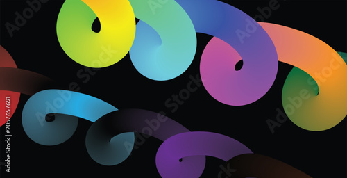 Tablou pe pânză Vibrant rainbow-colored ribbons swirl in a mesmerizing dance against a dark back