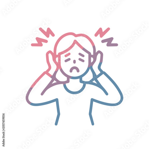 Tableau sur toile Woman with distress covering ears