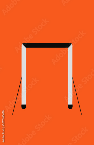 Minimalistic goal post design on an orange background
