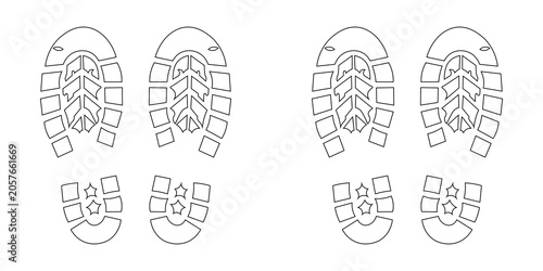 Foto Footwear trace shape neat dark shading, for nature exploring.