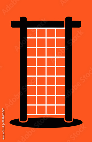 Goal post silhouette on a vibrant orange background with a modern design
