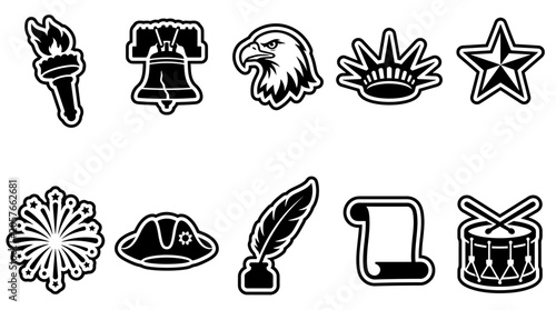 Schilderij op canvas American Revolution Patriotic Symbols Icons.
