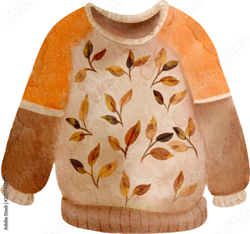 autumn leaves sweater illustration