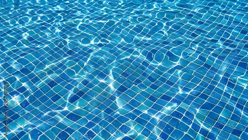 햇살받은 실내수영장 내부 물과 타일Water and tiles inside the sunny indoor swimming pool 