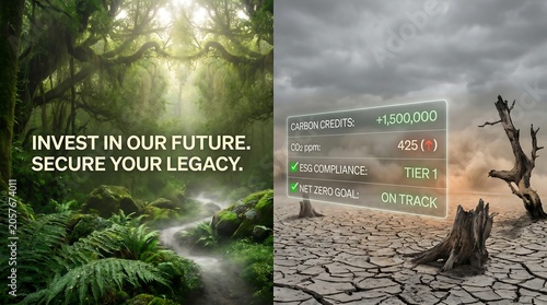 Carbon offset ledger meets dying forest